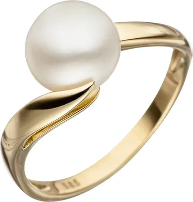 Produktbild von Gr. 52 Damen Ring 585 Gold Gelbgold 1 Süßwasser Perle Perlenring Goldring