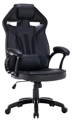 Produktbild von Topeshop FOTEL DRIFT CZERŃ, Gepolsterter Sitz, Gepolsterte Rückenlehne, Schwarz, Schwarz, Kunstleder, Kunstleder
