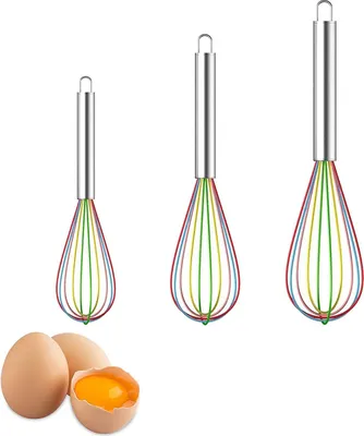 Produktbild von Set von 3 Silikon-Schneebesen - vielseitiges Küchenwerkzeug - 100% lebensmittelecht