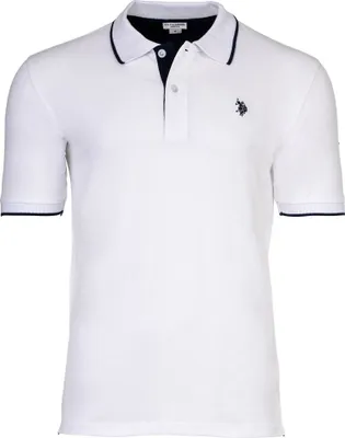 Immagine prodotto di U.S. POLO ASSN. Polo uomo con dettagli a contrasto - Piquet, logo, cotone elasticizzato bianco S