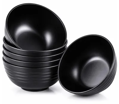 6er-Set unzerbrechliche Schüsseln, 768 ml, schwarz, PP-Kunststoff