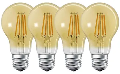 Produktbild von 4 x Ledvance LED Smart+ Filament A60 Birne 6W = 53W E27 Gold 680lm extra warmweiß 2400K Dimmbar App Google Alexa WiFi