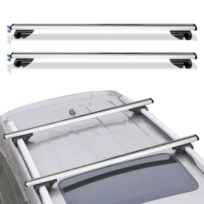Image de Barres de toit Jopassy Barres de toit universelles L124 réglables Fermeture à clé Barres de base compatibles 150kg Alu