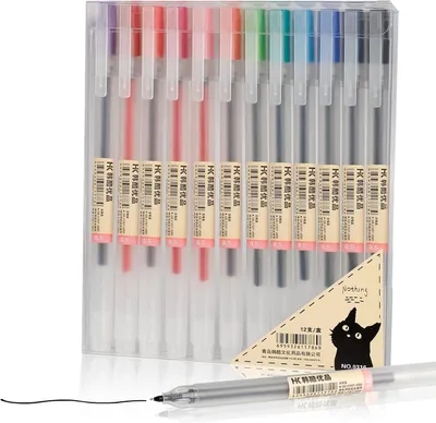 Produktbild von Premium japanischer Stil bunte Gelschreiber,12er-pack,0,5 mm Stiftspitze, für Journaling, Doodling, Zeichnungen, Notizen
