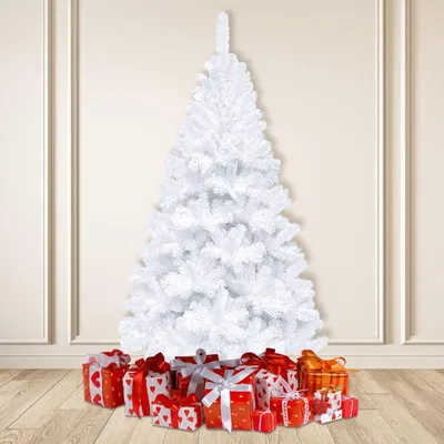 Productafbeelding van Kunstkerstboom, dennenboom met 770 PVC-naalden, metalen voet en klapsysteem, witte kerstboom, 180 cm
