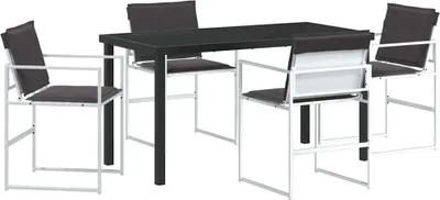 Zdjęcie produktu dla vidaXL Zestaw jadalniany ogrodowy 5 szt. biały 140 x 70 x 73 cm