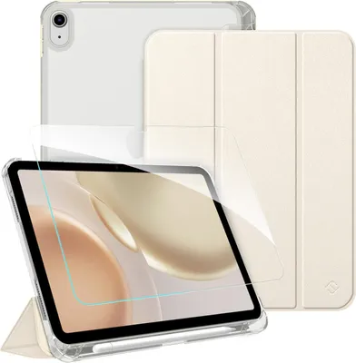 Produktbild von Fintie Hülle für iPad 11. Generation 2025 11 Zoll, iPad 10. Generation 2022 10.9 Zoll mit Schutzfolie - ultradünne leichte transparenter Rückseite Schutzhülle Case Cover mit Stifthalter, Starlight