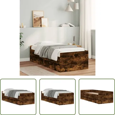 Immagine prodotto di The Living Store Struttura letto con cassetti in rovere fumé 90x200 cm