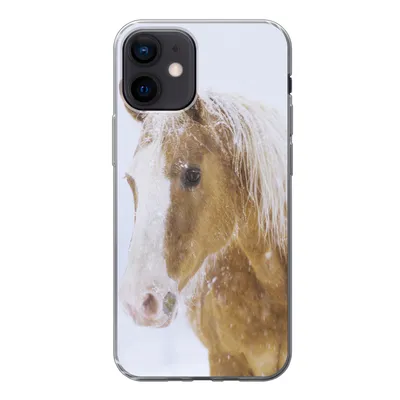 Produktbild von MuchoWow® Handyhülle Schutzhülle Hülle für iPhone 12 Pferd - Schnee - Winter Silikon Softcase Handy Hülle - Schutzhülle