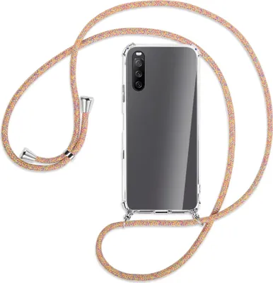 Produktbild von Handykette Backcover-Schutzhülle mit Band (Metall silberfarben) für Sony Xperia 10 III - Rainbow