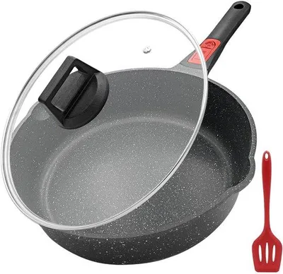 Obrázek produktu pro Hrnec o průměru 28 cm s poklicí, nepřilnavý povrch, výška 7,5 cm, odnímatelná rukojeť, vhodný pro všechny typy sporáků, ideální pro vaření