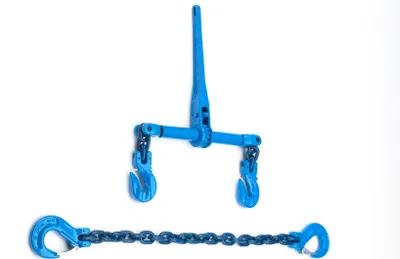 Produktbild von Zurrkette 10mm Ø GK10 zweiteilig mit externem Ratschenlastspanner, blau - [ 2m  ]