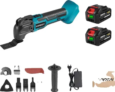 Obrázek produktu pro Elektrická oscilační pila multifunkční nářadí, napětí 18-20 V, výkon 600 W, sada baterií 2 × 388 VF, sada baterií 2x388 VF