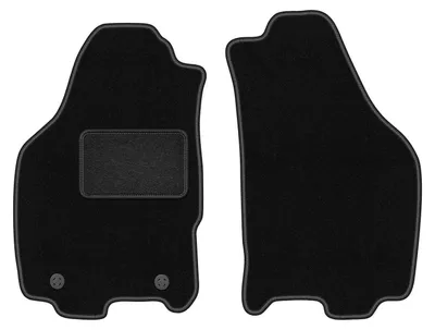 Produktbild von Velours-Fußmatten Vorne passend für Lancia Ypsilon II (Schrägheck, Bj. 2003-2011) –  schwarz, passgenau, mit Befestigungen set 2 Stk. - STANDARD