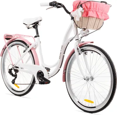 Produktbild von Goetze Mood 26 Zoll City Bike, 17 Zoll Tiefeinsteiger, 6-Gang Shimano Tourney, V-Bremse, LED-Beleuchtung, Gepäckträger, Korb mit Bezug