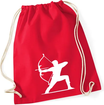 Produktbild von Huuraa Turnbeutel Bogenschießen Silhouette 12 Liter Classic Red Baumwolle Rucksack Geschenkidee