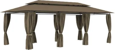Produktbild von Möbel Pavillon mit Vorhängen 600x298x270 cm Taupe 180 g/m² - Pavillons & Partyzelte 312247