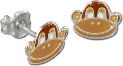 Produktbild von Teenie-Weenie Ohrstecker für Kinder 925 Silber braun Affe Ohrringe SDO8112N