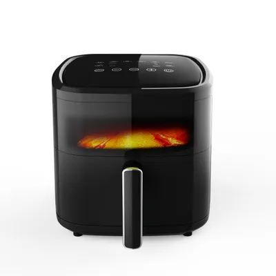 FORSMANO Digitale Heißluftfritteuse 6L mit Sichtfenster, 1350W, Timer, Edelstahl, Touch-Bedienung, Multikocher, 80–200°C