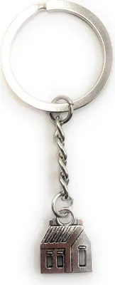Produktbild von Onwomania Schlüsselanhänger Haus mit 3 Fenstern Silber Metall Anhänger Charm