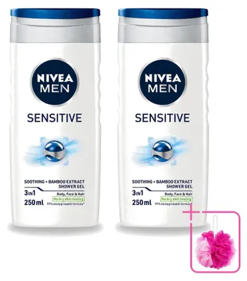 Produktbild von 2 x NIVEA MEN Sensitive Pflegedusche - Hydratisierend - 250 ml - Sparpackung - 2 Stücke