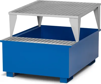 Produktbild von RR Industrietechnik Typ RTA-11 Auffangwannen für IBC aus Stahl mit Abfüllbereich RAL 5010 enzianblau