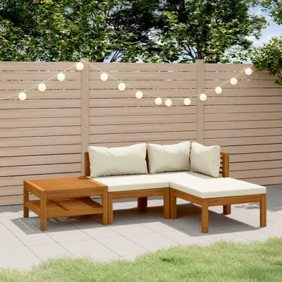 Produktbild von BEI CLORIS 4-tlg. Garten-Lounge-Set mit Creme Kissen Massivholz Akazie 2024 Neu3856638