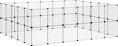 Produktbild von vidaXL 44-tlg. Haustierkäfig mit Tür Schwarz 210x175x70 cm Stahl