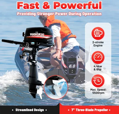 Produktbild von Außenbordermotor 2 Takt Bootmotor 6PS Außenborder Benzinmotor Wassergekühlt Kurzschaft Aussenbordmotor für Schlauchboote Fischerboote