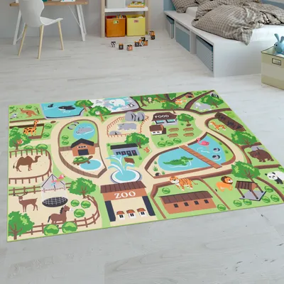 Produktbild von Kinder-Teppiche, Kurzflor-Teppiche für Kinderzimmer mit vers. Designs Spielteppiche Bunt Grösse 80x150 cm