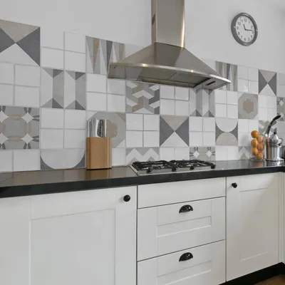 Image de Autocollants décoratifs pour cuisine et salle de bain - Motifs géométriques, 20x20 cm
