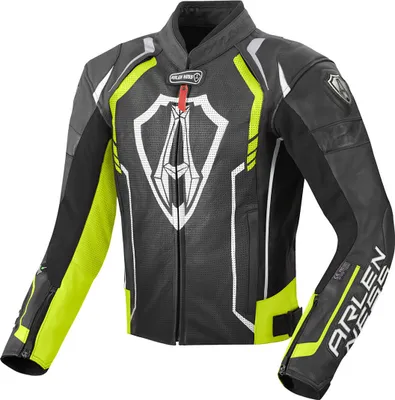 Immagine prodotto di Giacca in pelle da moto Arlen Ness Track, nero/giallo, 48