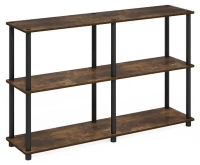 Regal 3 x 2, Metallrahmen, Walnuss, 89,99 x 30,99 x 70,99 cm