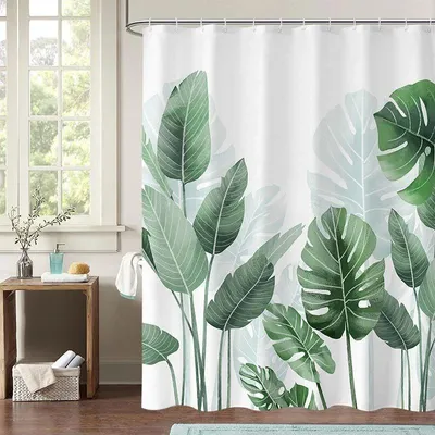 Produktbild von LIONMOOD Duschvorhang - Badewannen Vorhang inkl. Haken - Polyester Textil - 180x200cm - Tropical 5