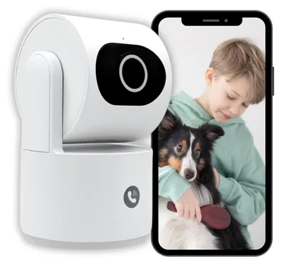 Productafbeelding van Bewakingscamera voor binnen, wifi, 3 MP, videogespreksknop, sirene, bewegingsdetectie