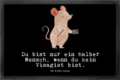 Produktbild von Mr. & Mrs. Panda Schmutzfangmatte Visagist Herz 50 x 75 cm - Schwarz - Geschenk, Kosmetiker, Fussmatte, Beauty Salon, Schmutzmatte, fußmatte, Spruch, Eingangsteppich