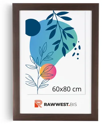 Produktbild von RAWWEST.BIS Holz Bilderrahmen 60x80 cm Plexiglas Poster Foto Wandrahmen Braun