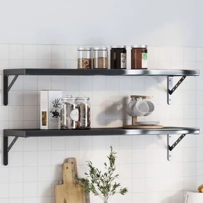Zdjęcie produktu dla Maison Exclusive – wsporniki do półek, 4 szt., 30 x 2,5 x 15,5 cm, czarna stal nierdzewna