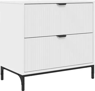 Zdjęcie produktu dla vidaXL Stolik nocny z szufladami Biały 63,5 x 36 x 61 cm Materiał drewnopochodny