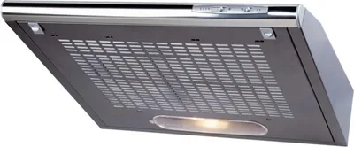 A kitchen range hood is shown against a white background.