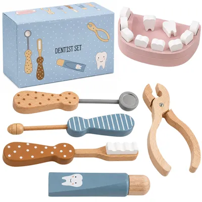 Immagine prodotto di Set di strumenti da dentista in legno – strumenti per piccoli dentisti
