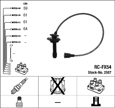 Produktbild von NGK 2507 Zündkabelsatz Zündleitungssatz für SUBARU Legacy II Kombi (BG) Legacy II Limousine (BD)