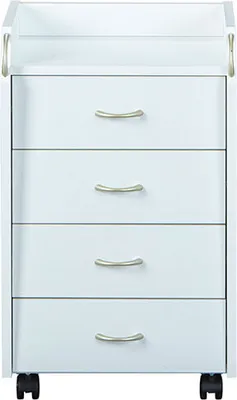 Image de Prosar Commode à roulettes, 4 tiroirs, blanc.