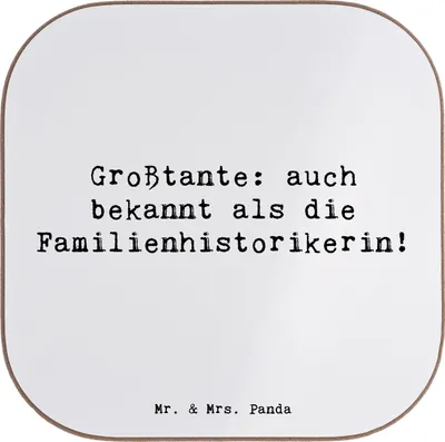 Produktbild von Mr. & Mrs. Panda PErsonalisierte Bierdeckel Großtante Historikerin - Weiß - Geschenk, Personalisiert, herzerwärmende Sprüche, persönliche Erinnerungen, untersetzer