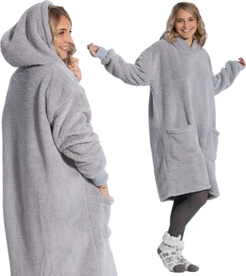 Produktbild von Hoodie Decke extra flauschig - kuscheliger und Warmer Couchpullover mit Ärmeln