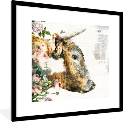 Produktbild von MuchoWow® MuchoWow® Gerahmtes Poster Schottisches Hochlandrind - Goldener Hochlandrind 40x40 cm - Poster mit zchwarzem Bilderrahmen - Poster - Plakat im Rahmen