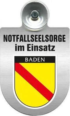 Produktbild von Einsatzschild mit Saugnapf Notfall Seelsorge im Einsatz incl. Regionenwappen nach Wahl 393829 Color - Region Baden