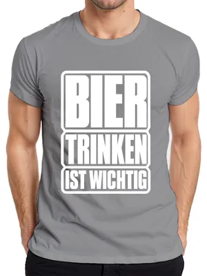 Immagine prodotto di Maglietta da uomo, grigia, taglia XL, con scritta: "Bere birra è importante. Divertimento, festa, regalo, alcol, addio al celibato."