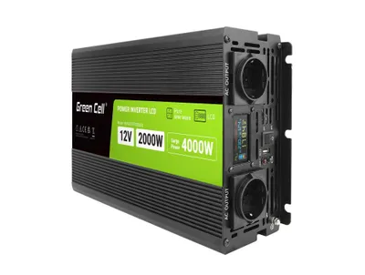 Produktbild von Green Cell PowerInverter LCD 12 V 2000 W/40000 W Reiner Sinus-Wechselrichter mit LCD Display, Auto-Wechselrichter, Auto, 12 V, 2000 W, 230 V, DC-to-AC
