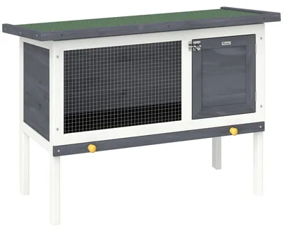 Obrázek produktu pro Dřevěná klec pro králíky s asfaltovou střechou, 90 × 45 × 65 cm, šedá